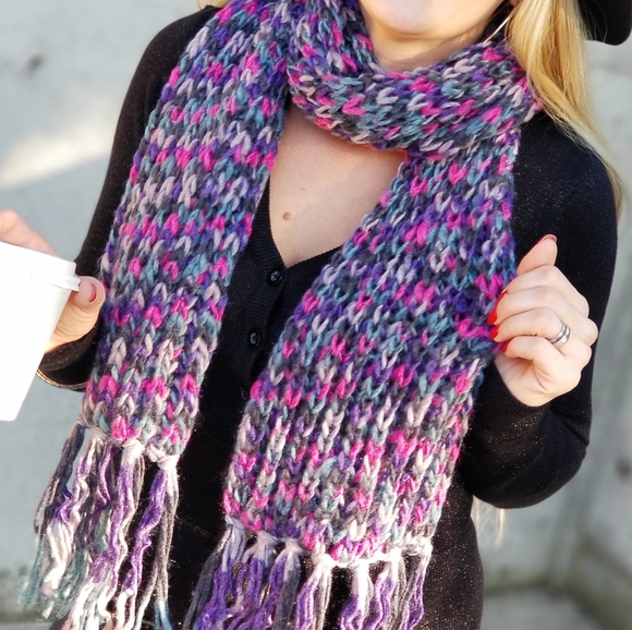 Multi coloured knitted scarf Clearance